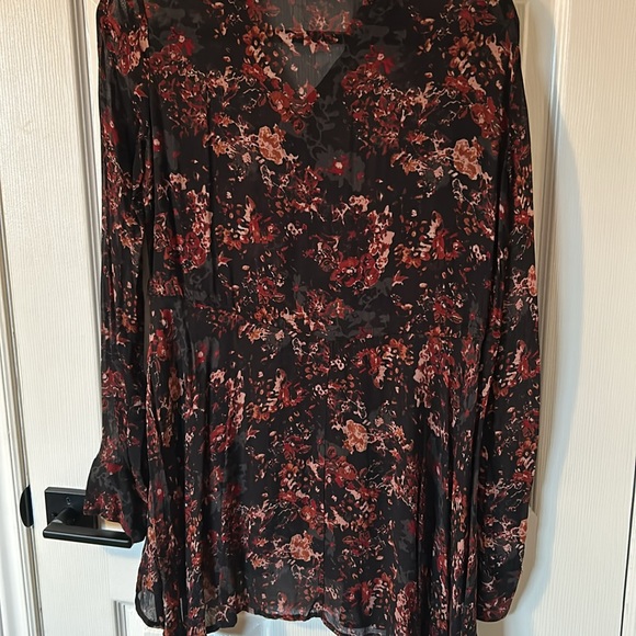 Zara Premium Collection Sheer Floral Button Front Cinched Tie Waist Tunic - Picture 5 of 5